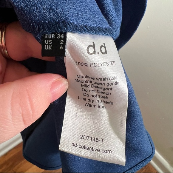 D.d Blouse Ruffle Tulip Sleeve Blue 2 - Picture 13 of 13